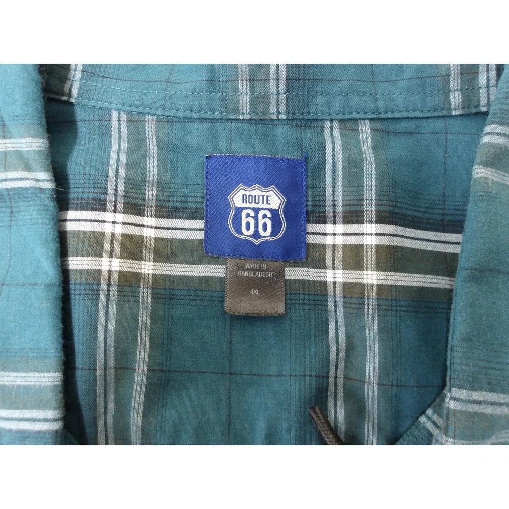 Route 66 Mens 4XL Green Plaid Short Sleeve Button‎ Up Casual Shirt / #1035